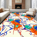 Vibrant Orange Blue Swirl Forms Rug