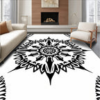 Black Gothic Sunburst Mandala Rug
