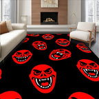 Fierce Red Scary Face Collage Rug