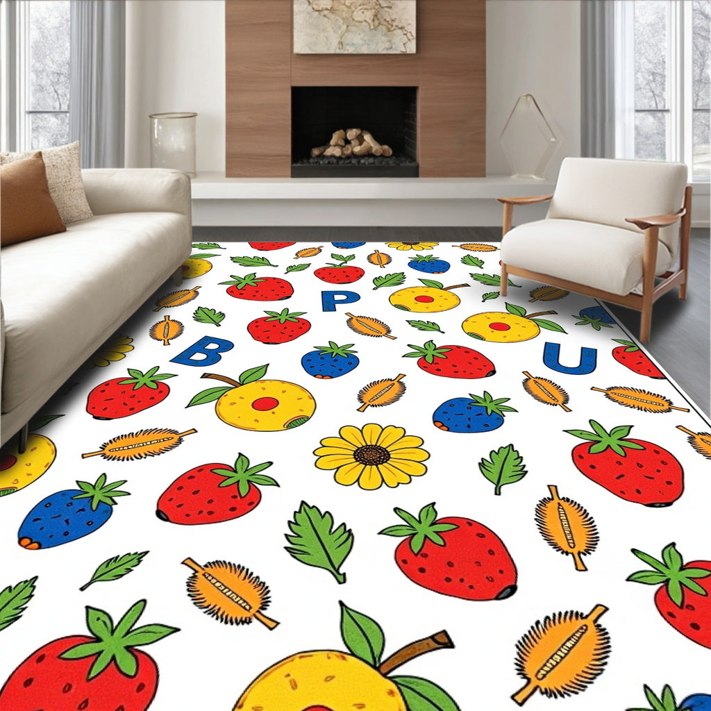 Whimsical Fruit Letters Meadow Rug