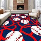 Navy Red Baseball Swirl Rug