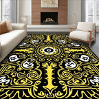 Black Yellow Ornate Mandala Rug