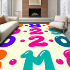 Bright Colorful Number Bubble Collection Rug