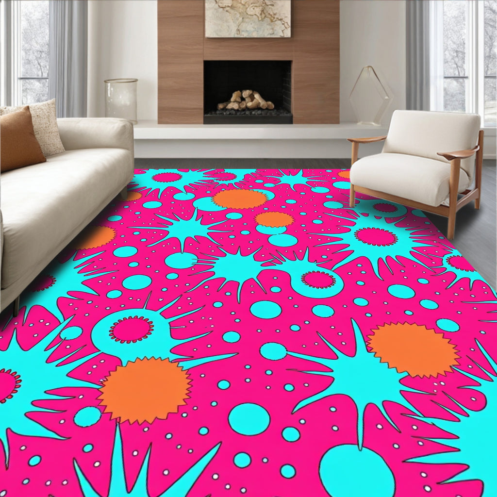 Vibrant Pop Art Exploding Shapes Rug