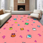 Playful Pink Whimsical Creatures Numbers Rug