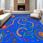Vibrant Rainbow Swirl Floral Medallions Rug