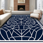 Deep Blue Stained Glass Ornament Rug