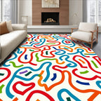 Playful Swirls Colorful Abstract Waves Rug