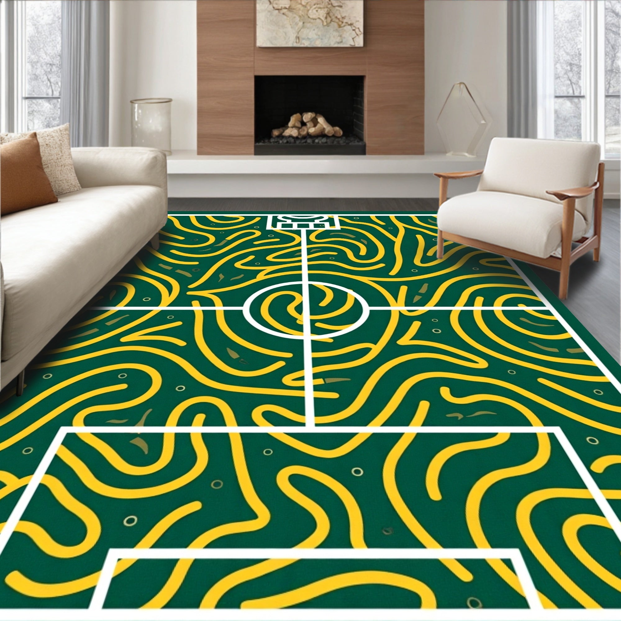 Emerald Forest Labyrinth Swirl Rug