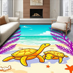 Golden Turtles On Sunny Beach Rug