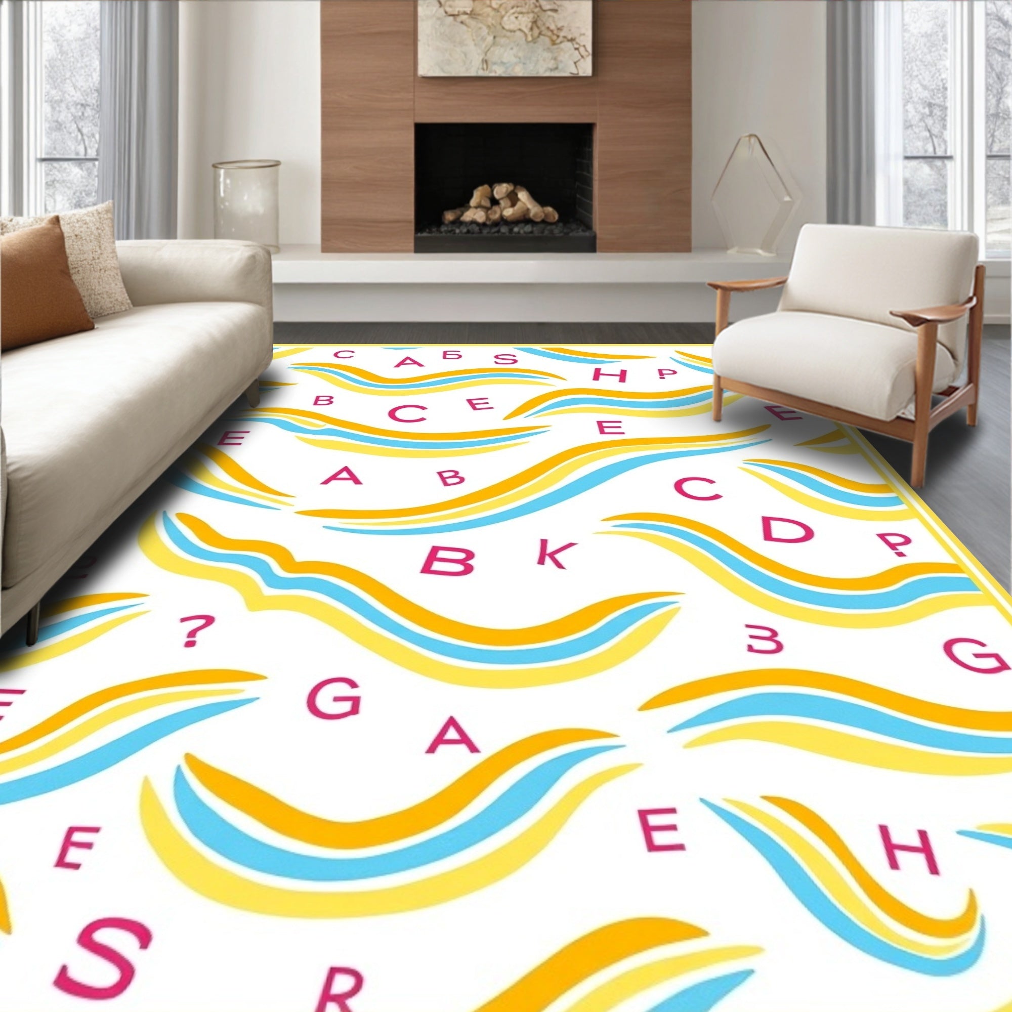Playful Alphabet Waves Rug