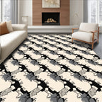 Diagonal Black White Abstract Forms Rug