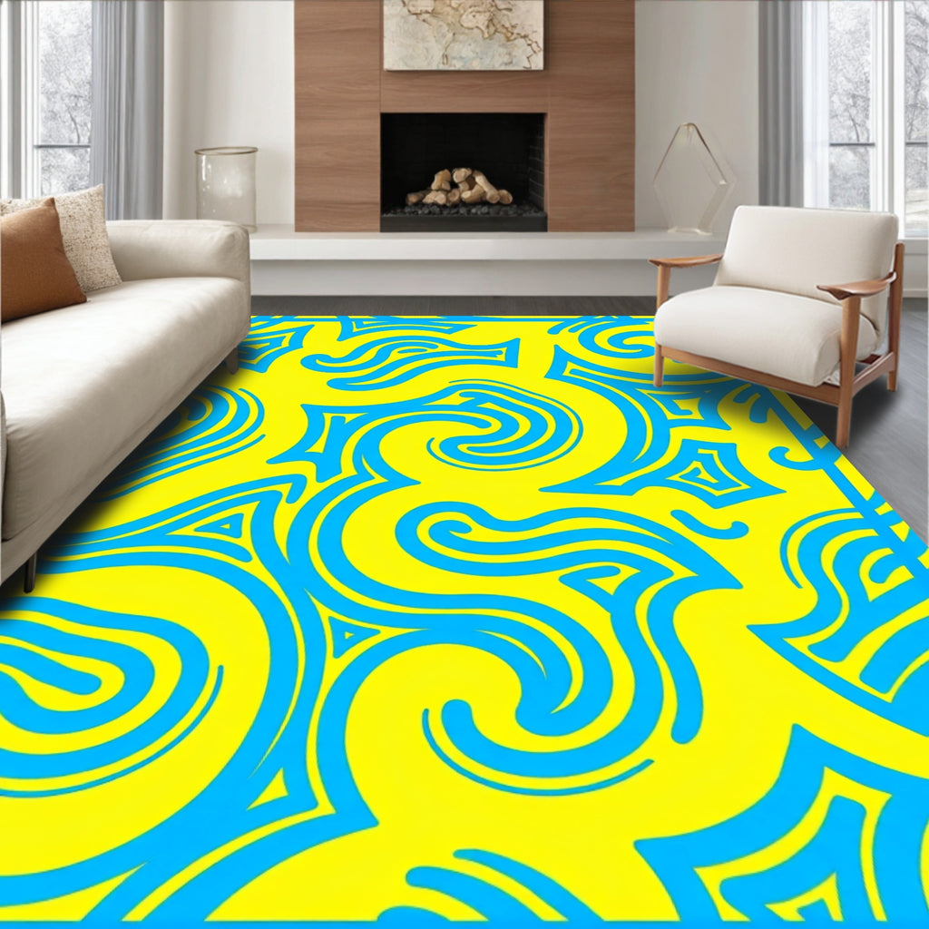 Vivid Yellow Electric Swirls Rug
