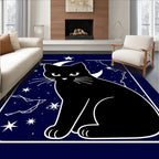 Midnight Black Cat Celestial Night Rug