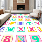 Playful Alphabet Blocks Pastel Grid Rug
