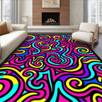 Vivid Psychedelic Swirl Abstract Rug