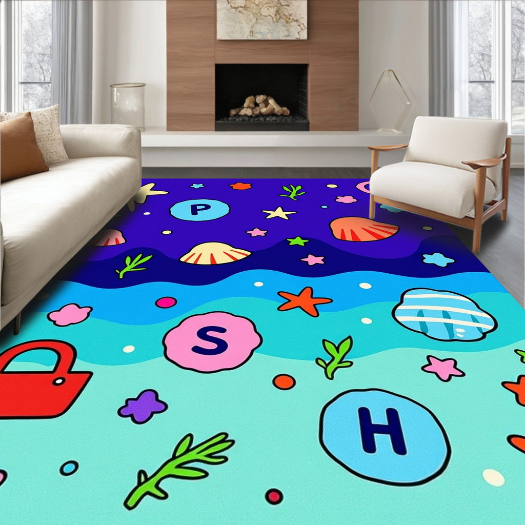 Oceanic Undersea Alphabet Adventure Rug