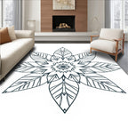 Dark Teal Floral Mandala Rug