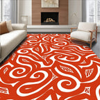 Bold Coral Swirl Organic Flow Rug