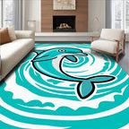 Turquoise Dolphin Swirl Splash Rug