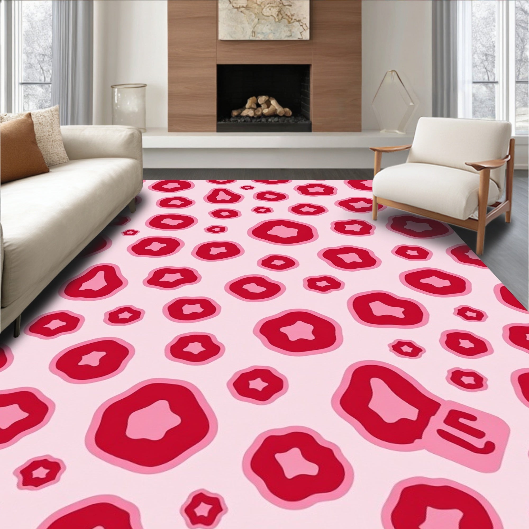 Pink Red Organic Spots Rug