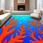 Vibrant Coral Reef Under Water Bubbles Rug