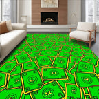 Green Wavy Money Pattern Rug