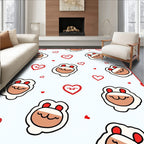 Cute Sheep Hearts Red Border Rug