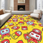 Retro Red Yellow Cartoon Characters Rug