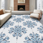 Light Blue Floral Medallion Arrangement Rug
