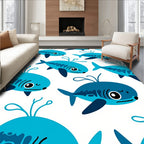 Playful Blue Baby Shark Repeat Rug