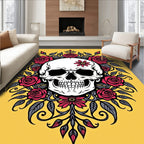 Crimson Skull Flower Garland Rug