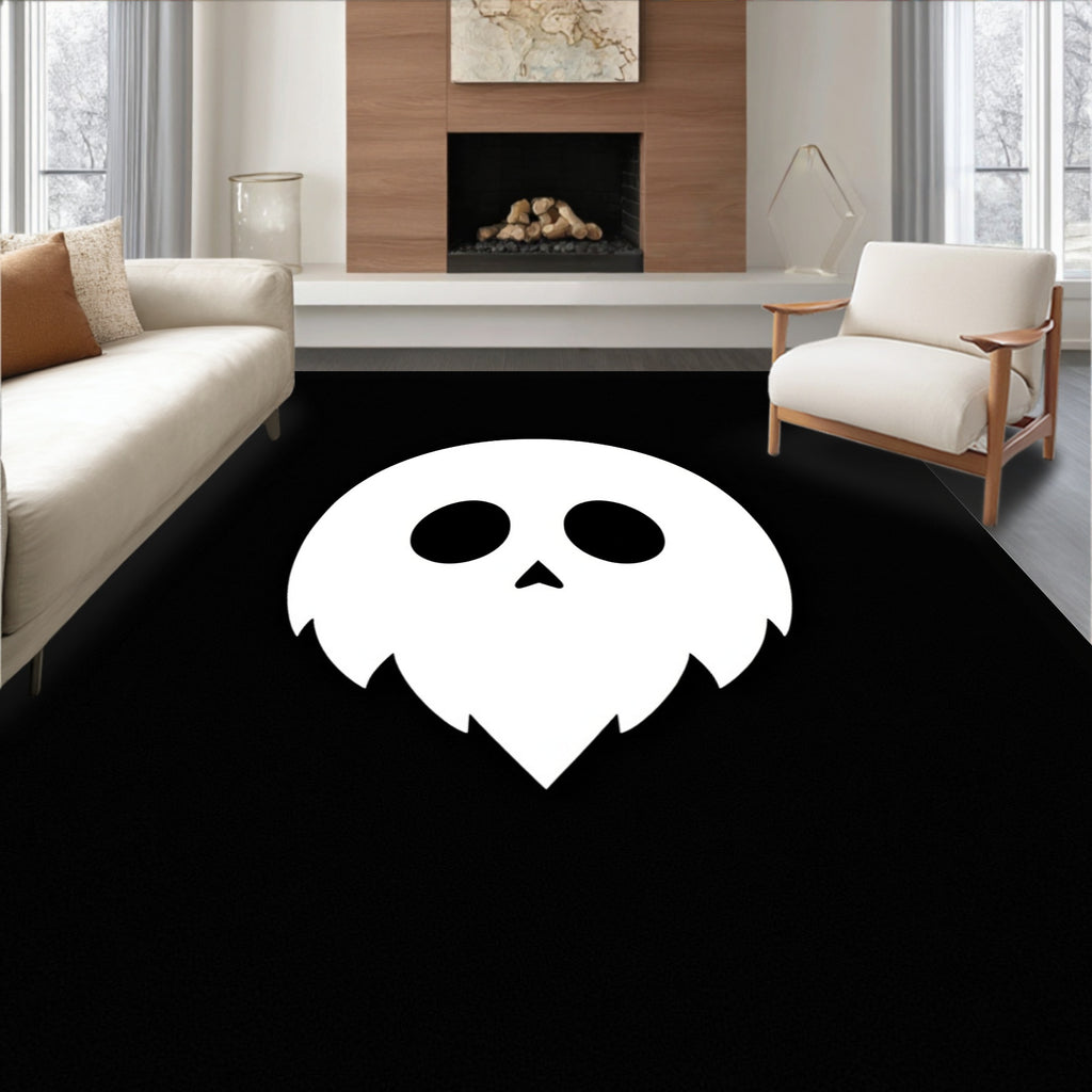 Whimsical White Halloween Skull Rug
