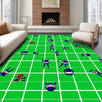 Green White Grid Football Players Rug