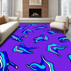 Bold Blue Wavy Abstract Forms Rug