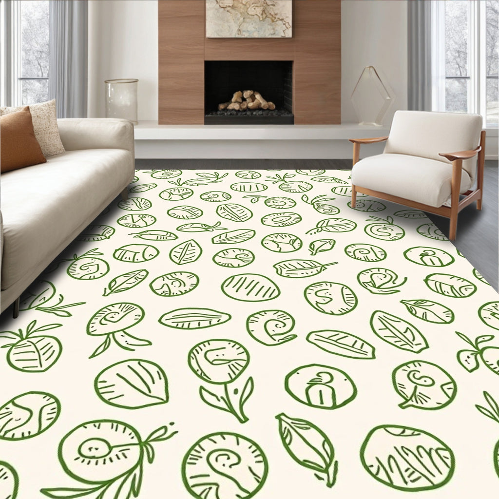 Green Organic Seed Leaf Collage Rug