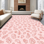 Coral Botanicals Scattered Line Art Rug