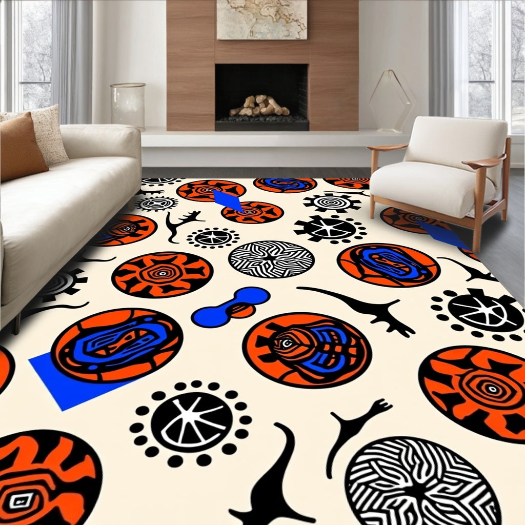Bold Tribal Abstract Circles Rug
