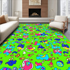 Vibrant Cartoon Animals Bright Color Scheme Rug