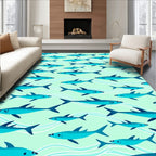 Aqua Schooling Fish Waves Rug