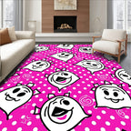Whimsical Pink Ghost Polka Dot Rug