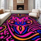 Vibrant Pink Blue Orange Starburst Swirl Rug