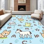 Cute Cat and Horse Alphabetical Print Rug