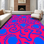 Vibrant Pink Blue Abstract Swirls Rug