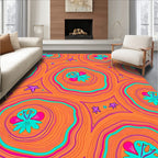 Psychedelic Orange Floral Starfish Swirls Rug