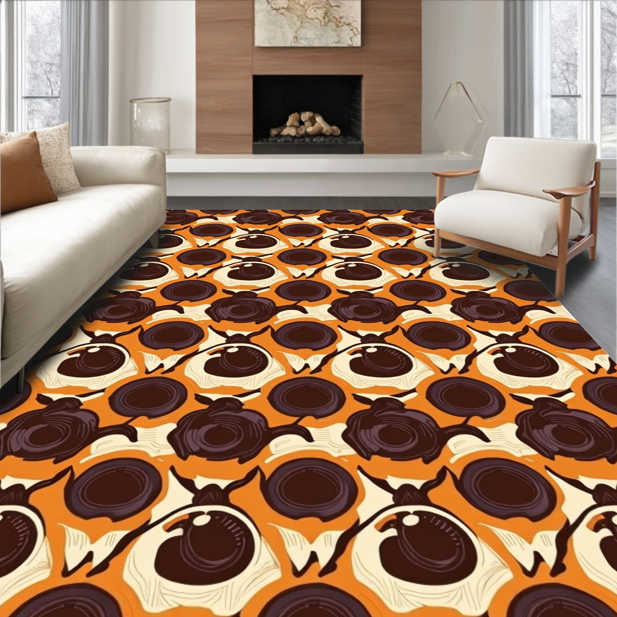 Orange Cream Chocolate Swirl Medallions Rug