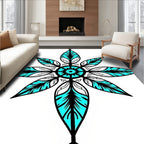 Aqua Teal Starburst Mandala Rug