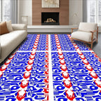 Bold Red Blue Tribal Stripes Rug