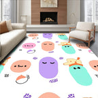 Playful Pastel Blob Characters And Accents Rug
