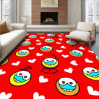 Red Hearts And Smiley Faces Rug